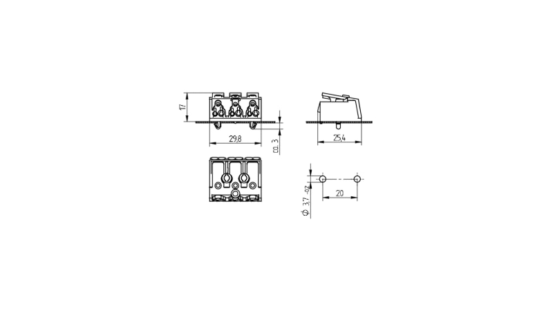 BJB 3-pole pushwire terminal blocks 46.413.1100.50