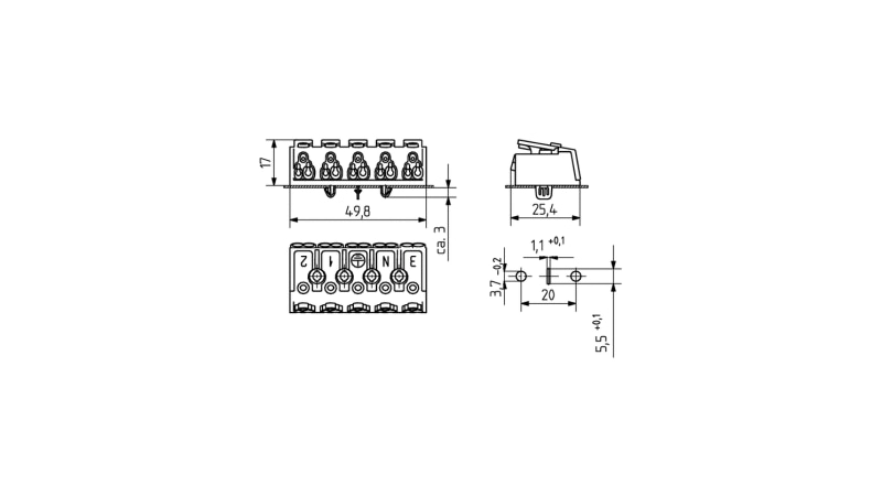 BJB 5-pole pushwire terminal blocks 46.415.1115.50