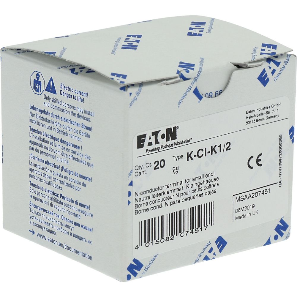 Eaton Neutralleiterklemme f. Kleingehäuse K-CI-K1/2 - 207451