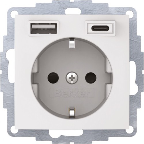 Berker Steckdose SCHUKO/USB polarweiß matt 48041909 - 48041909 günstig online kaufen