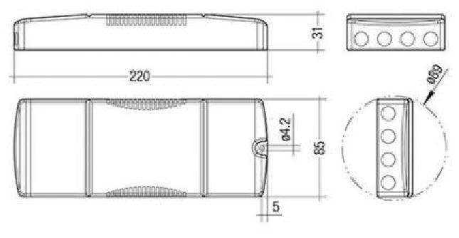 ZLC-08-350 - Alimentation: à Impulsions | LED; 8W; 5÷24V; 170÷250VAC; IP67 | TME - Composants